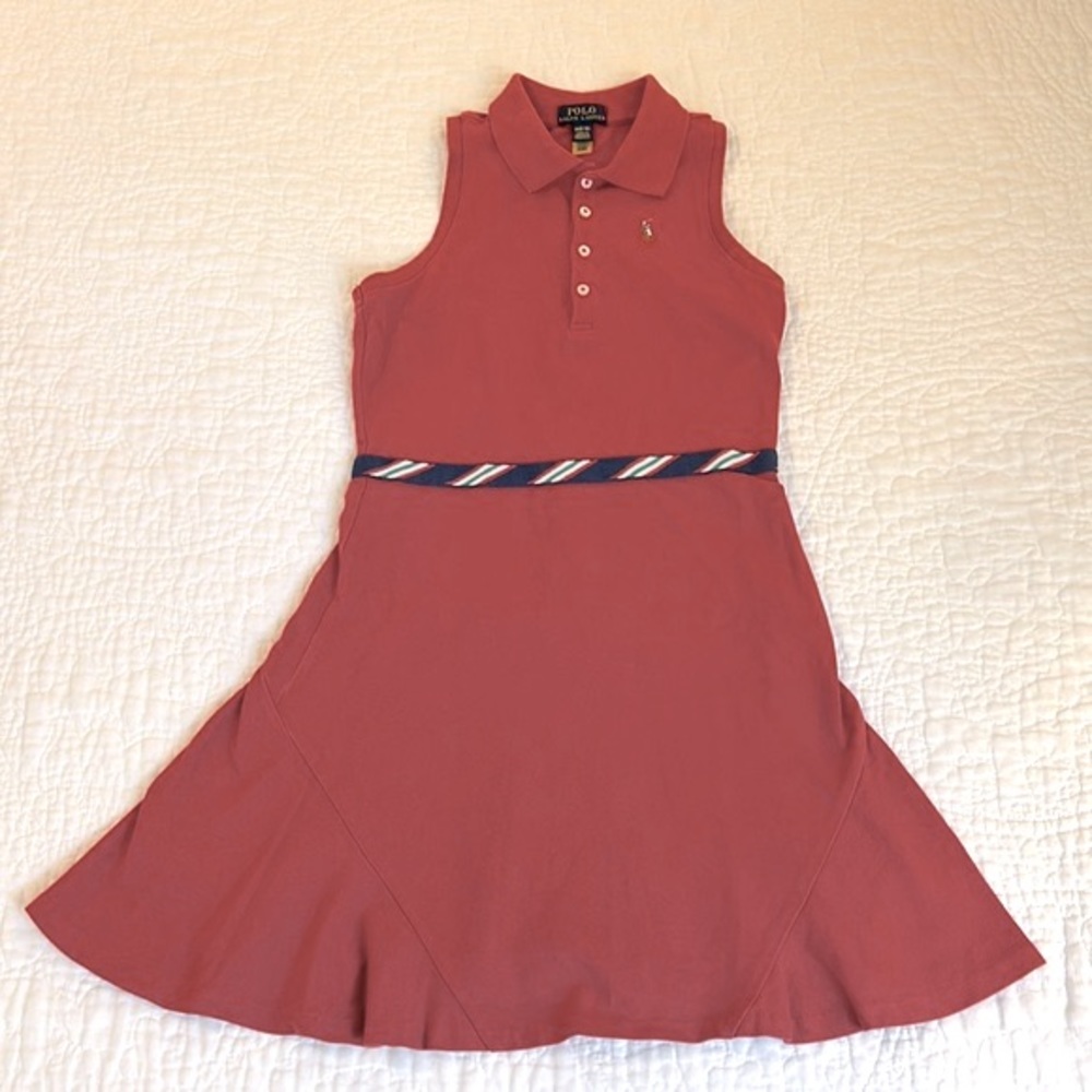 Polo by Ralph Lauren Dusty Rose Sleeveless Polo Dress with Striped Waistband